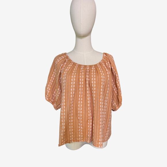 Madewell Peasant Puff Sleeve Boho Floral Stripe Top 100% Cotton Women’s M - Picture 6 of 10